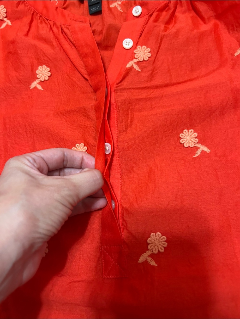 J.Crew | Floral Embroidered Blouse blood orange‎ XXL - Picture 6 of 10